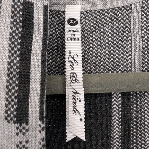 Leo & Nicole Plaid Open Front Cardigan Sweater Gray Black Women’s 2X (Fits 1X) - Picture 2 of 8
